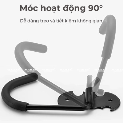 Móc treo xe đạp địa hình nằm dọc (bản lề rộng) gắn tường BG-259, giá trưng bày xe đạp móc sắt - Mai Lee
