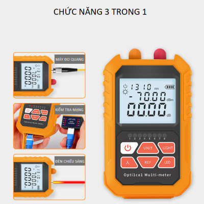 Máy Đo Công Suất Quang Đa Năng 3 Trong 1 Tích Hợp Bút Soi Quang 15Km NORMAL 15 - Hàng Nhập Khẩu
