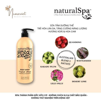 Sữa tắm hữu cơ trẻ hóa làn da, tăng cường năng lượng - naturalSpa Tropical Mango Body Wash