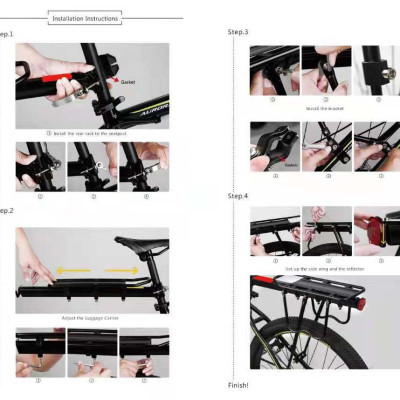 Gác Baga,Kệ Yên Sau Xe Đạp Khung Nhôm Chịu Tải 70kg Đại Nam Sport (Có Đèn Phát Quang)