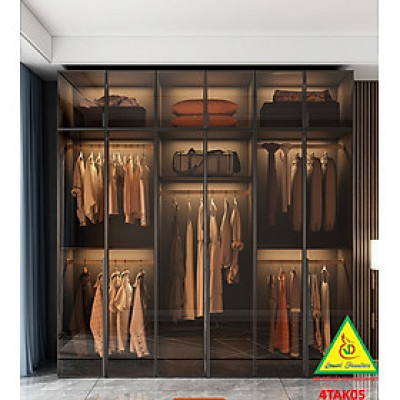 Tủ quần áo gỗ MDF cánh kính cường lực khung nhôm 4TAK05 - Nội thất lắp ráp Viendong Adv