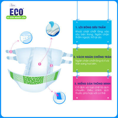 Combo 2 gói Tã Dán Người Lớn Peppy Eco Siêu Mềm Mại, Siêu Khô Thoáng, Kháng khuẩn Size M/L