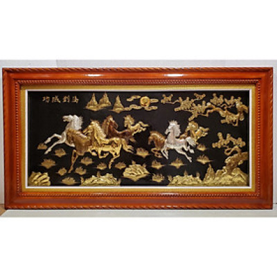 MÃ ĐÁO THÀNH CÔNG -TRANH ĐỒNG NGUYÊN CHẤT 100% MẠ BẠC VÀNG 24K  -KHUNG GỖ DỔI -A108S-G