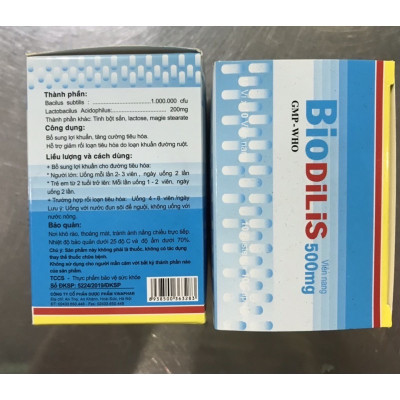 ￼Men Tiêu Hoá Dạng Viên BIODILIS  Vinaphar - Hộp 100 viên- Bổ sung lợi khuẩn , hỗ trợ tiêu chảy, táo bón, tăng cường hệ tiêu hóa