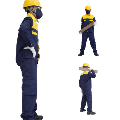 Bộ quần áo bảo hộ lao động, chất liệu kaki, màu cam phối, bền đẹp, chất lượng, thoáng mát AYU02