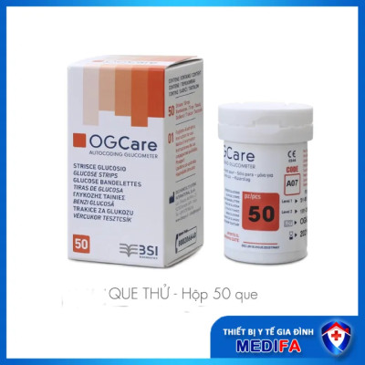 Que Thử Đường Huyết Ogcare Strip (50 Que/Lọ) - Hàng Chính Hãng - Date xa