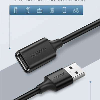 Ugreen UG10317US103TK 3M màu Đen Cáp tín hiệu nối dài USB 2.0 lõi thuần đồng - HÀNG CHÍNH HÃNG