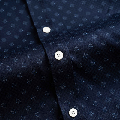 Áo sơ mi nam dài tay ALIGRO cổ bẻ dáng ôm body 100% chất cotton navy vân ô ALGS223