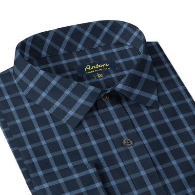Áo Sơ Mi Nam Trung Niên Công Sở Anton Somianton Dài Tay Vải Sợi Tre Kẻ Caro - AC10