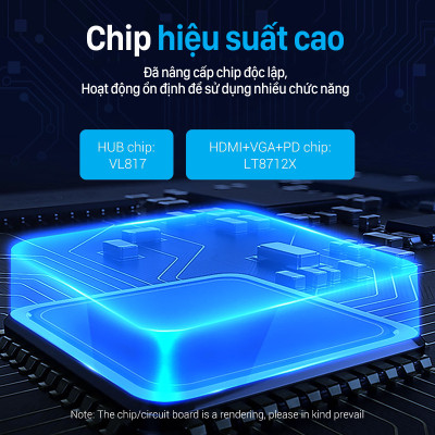 Bộ chuyển đổi Type-C sang VGA + HDMI + 3 cổng USB 3.0 + Sạc Type-C PD 87W Vention TGSHB (6 in 1) - hàng chính hãng