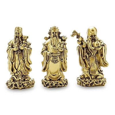 Bộ tượng Phước Lộc Thọ CTT2 size trung 9 x 9.7 x 19cm Tundo mạ vàng hoặc màu xanh chọn màu