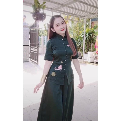 Đồ Lam Đi Chùa # Mẫu Sông Ngư Lụa Cao Cấp