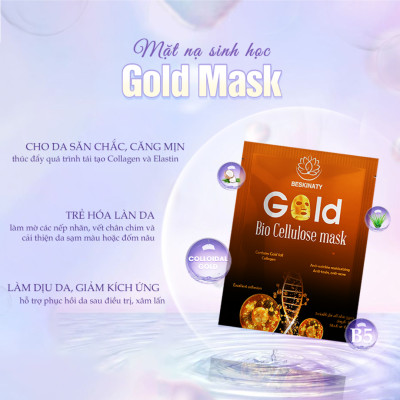 Combo 3 Mặt nạ sinh học BESKINATY Gold Bio Mask chống lão hóa phục hồi da hiệu quả Hàn Quốc
