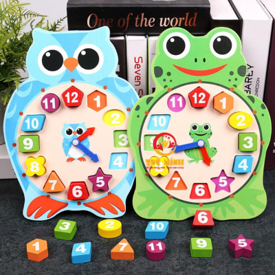 Đồng Hồ Phân Biệt Màu Sắc Hình Khối Con Cú Con Ếch Tuệ Minh Giúp Bé Học Xem Giờ