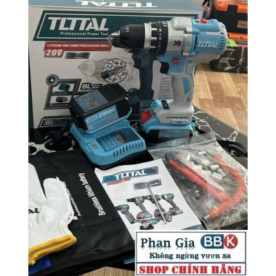 [chính hãƞg] Máy Khoan Pin TOTAL 20V, Đầu Autolock 13mm, Động Cơ Không Chổi Than Hàng Cao Cấp (Bảo  Hành 12 Tháng)