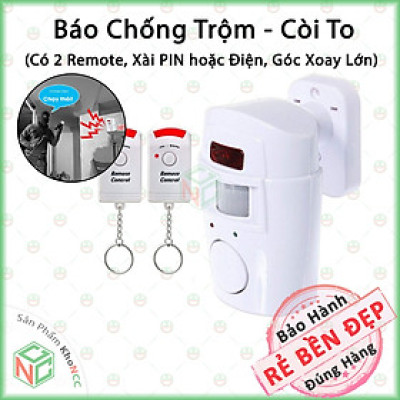 [An Toàn] Hệ Thống Báo Động An Ninh Chống Trộm KhoNCC Hàng Chính Hãng - Cảm Biến Hồng Ngoại Chuyển Động Không Dây Có 02 Remote Điều Khiển Từ Xa - NQT-BCHHN (Màu trắng)