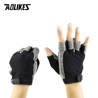 Găng tay hở ngón Nam - Nữ tập gym Aolikes AL110