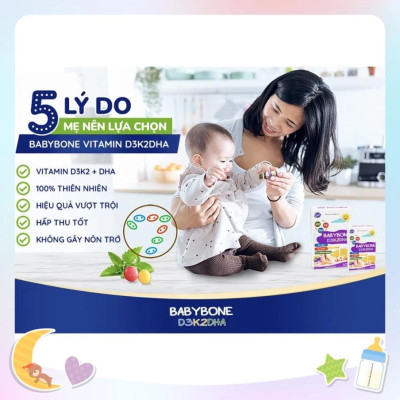 Vitamin giúp bé tăng chiều cao K2+D3 bổ sung DHA Babybone [Hàng Tây Ban Nha]