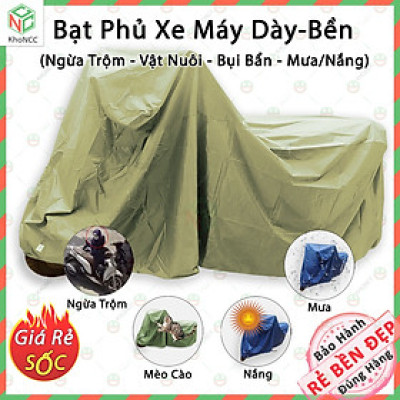 (Dày Bền) Bạt Phủ Áo Trùm Xe Máy Vải Dù Cỡ 2 - Hàng Chính Hãng KhoNCC - Che Mưa Nắng Thời Tiết Khắc Nghiệt Loại Lớn Cho Dòng Xe Tay Ga - Xe Số Thông Dụng - KhoNCC-BPXVD (Nhiều Màu)
