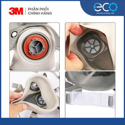 Bộ mặt nạ phòng độc 3M 6100/6200 với phin lọc 6003 kết hợp tấm lọc bụi 5N11 cùng nắp giữ 501 (7 món)