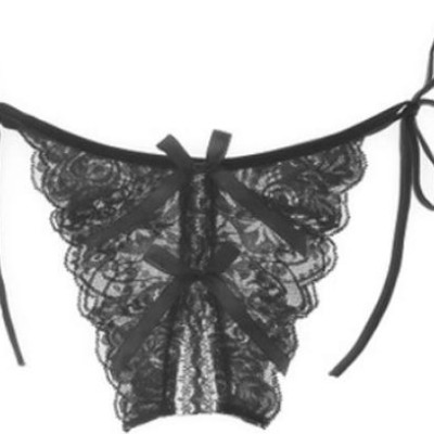  Quần lót lọt khe buộc dây 2 nơ - Màu đen