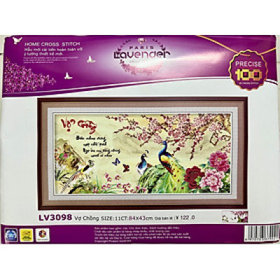Tranh thêu chữ thập Vợ chồng lv3098, kích thước 84 x 43 cm