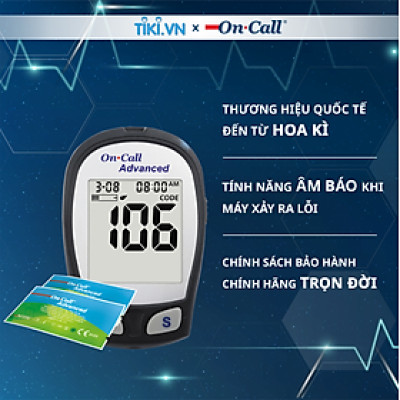 Máy Đo Đường Huyết On Call Advanced Kèm Hộp 25 Que Thử Đường Huyết On Call Advanced