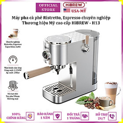 Máy pha cà phê Cappuccino, Ristretto, Espresso, Latte chuyên nghiệp thương hiệu Mỹ cao cấp HiBREW H13 - Hàng chính hãng (BH 12 THÁNG)