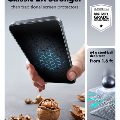 Combo 2 Kính Cường Lực Kèm Khung Dán ESR UltraFit Classic Screen Protector Cho iPhone 16e/ iphone 13/ iphone 14_ Hàng chính hãng