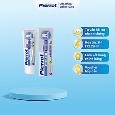[ Mua 2 tặng 1 bàn chải ] Kem đánh răng Pierrot Whitening trắng răng tự nhiên, chống ố vàng 75ML