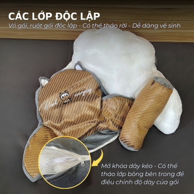 Gối tựa lưng đầu giường mây tre đan DandiHome mềm mại, tiện dụng cho mùa hè