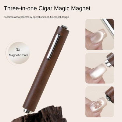 Nam Châm Trụ 3in1 Cán Gỗ Vàng Đẩy Hút Sơn Mắt Mèo Siêu Sáng Làm Nail, Nam Châm cây Mắt Mèo Trụ Dày Siêu Từ Tính