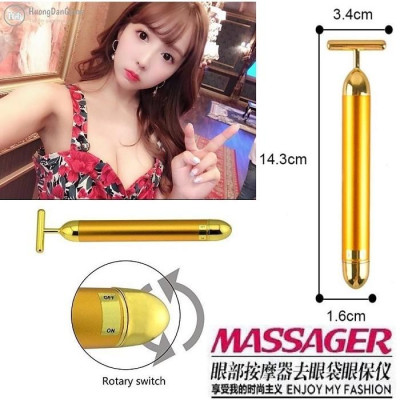 Máy massage mặt đa vị trí Beauty Gold 24k Loại Tốt Nhất giảm căng thẳng cực nhanh chóng (Tặng Kèm Pin AA)