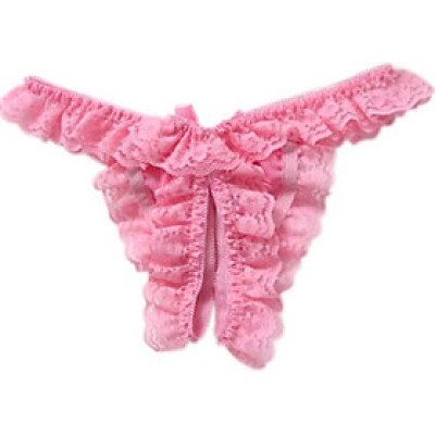 Quần lót lọt khe nơ ren - hồng nhạt
