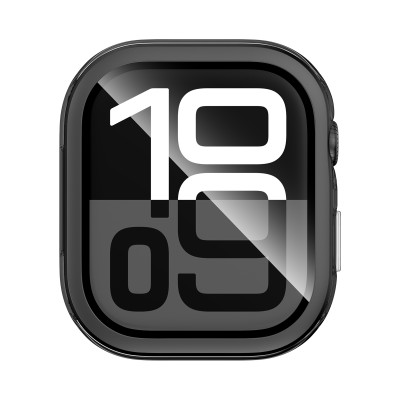 Ốp Case PC Mặt Kính Cường Lực Trong Suốt Viền Màu cho Apple Watch Series 10 Size 42mm / 46mm - Hàng Chính Hãng