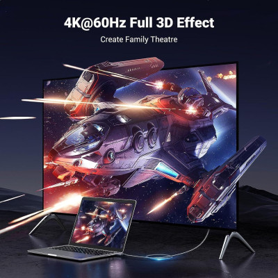 Ugreen UG15774DP119TK 2M 4K60Hz 2K144Hz 1080P240Hz Cáp chuyển Displayport sang HDMI dây bọc dù - HÀNG CHÍNH HÃNG