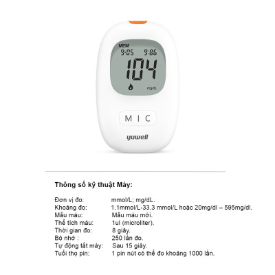 Máy đo đường huyết Yuwell Accusure 710 Kèm 60 que thử đường huyết và 60 kim lấy máu