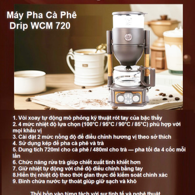 Máy pha cà phê, trà Drip cao cấp - Dòng máy chuyên nghiệp. Thương hiệu Đài Loan Wing Kwong cao cấp WCM-720. HÀNG CHÍNH HÃNG