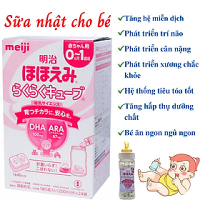 Sữa Nhật Cho Bé Tăng Cân Từ 0 Đến 1 Tuổi Meiji Hỗ Trợ Tăng Hệ Miễn Dịch, Tạo Hệ Tiêu Hóa Tốt Hấp Thụ Dưỡng Chất Hiệu Quả Giúp Bé Phát Triển Cân Đối Nhất Cả Về Chiều Cao, Cân Nặng, Trí Não - 1 Hộp x (24 Thanh x 5 Viên)
