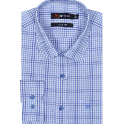 Áo sơ mi nam KHATOCO dài tay kẻ caro A1MD468T1-CNCR260-2412-D