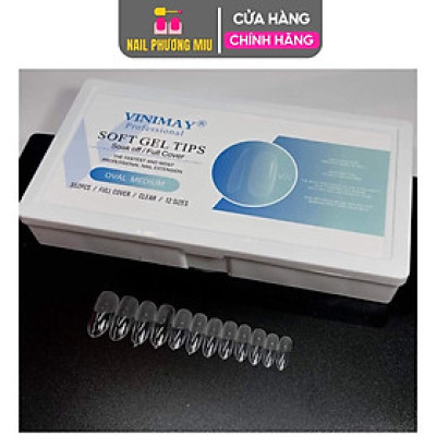 Hộp 552 Móng Úp Vinimay Form Bầu Tròn Trong V01 Siêu Mỏng Dẻo Cao Cấp Làm Nail Đủ 12 Size Dài Ngắn Oval Medium Soft Gel Tips Nữ Women