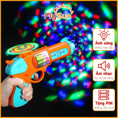 Súng đồ chơi trẻ em 3D bằng nhựa cho bé có nhạc âm thanh có đèn giải trí ngoài trời và trong nhà tặng PIN AA