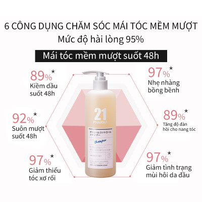 Combo Dầu Gội Kiêm Dầu Giảm Bết + Dâu Xả Giảm Rụng Tóc Pharma 21 Nhật Bản - Chai 600ml