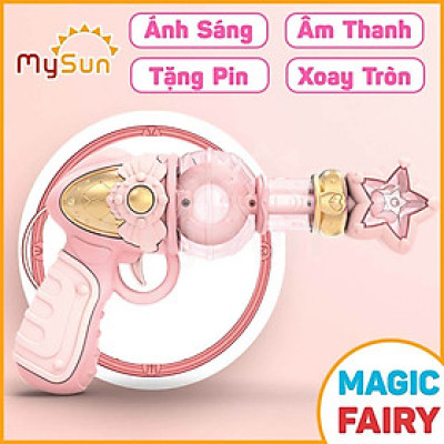 Súng đồ chơi trẻ em có đèn nhạc cho bé gái biến hình công chúa phép thuật tặng PIN