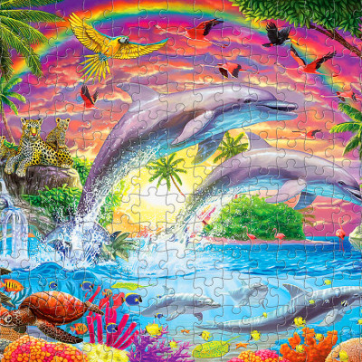 Tranh xếp Hình Tia Sáng- Cá Heo nhiệt đới (247 Mảnh Ghép)
