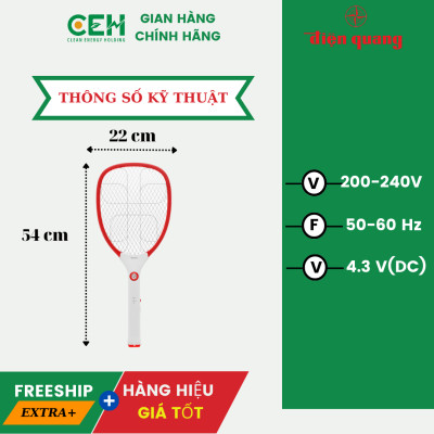 Vợt muỗi Điện Quang ĐQ EMR02 WR (Trắng-đỏ)