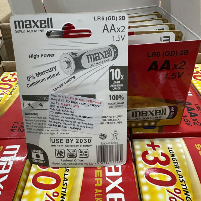 Pin Maxell Alkaline Super LR6 (AA)/ Pin tiểu 2A - Hàng chính hãng
