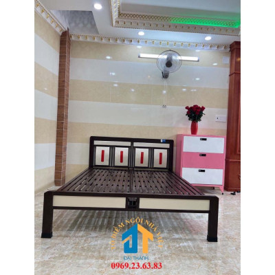 Giường sắt kiểu gỗ ĐẠI THÀNH nhiều kích thước 1mx2m đến 1m8x2m