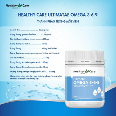 Omega 3-6-9 Úc Healthy Care Ultimate 1000mg Tạo sức khỏe cho tim, não, khớp, mắt và cải thiện da khô - OZ Slim Store