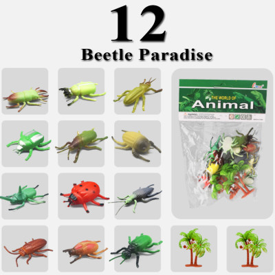 Bộ sưu tập 12 Bọ Cánh Cứng Safari nhựa dẻo - đồ chơi mô hình New4all Animal World A126 cho bé 2-4 tuổi